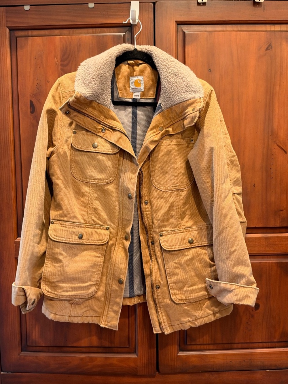 Carhartt Vintage Sherpa Jacket brown/tan Sz M Weathered Duck Coat